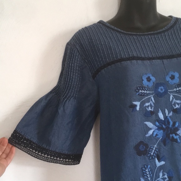 NANETTE LEPORE embroidered Tencel Chambray Dress - Picture 3 of 8